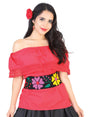 Mexican Artisanal Blouse 50% Cotton, %50 Polyester Red 602094 - BELLEZA'S - Mexican Artisanal Blouse 50% Cotton, %50 Polyester Red 602094 - DAMA - 60209401