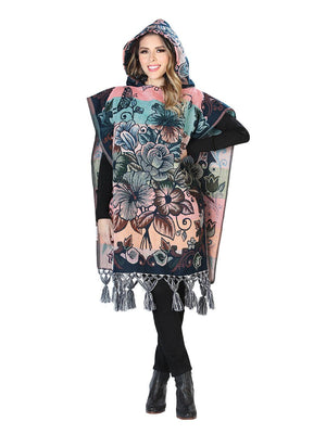 Mexican Artisanal Poncho 100% Acrylic Multicolor 603878 - BELLEZA'S - Mexican Artisanal Poncho 100% Acrylic Multicolor 603878 - DAMA - 60387801