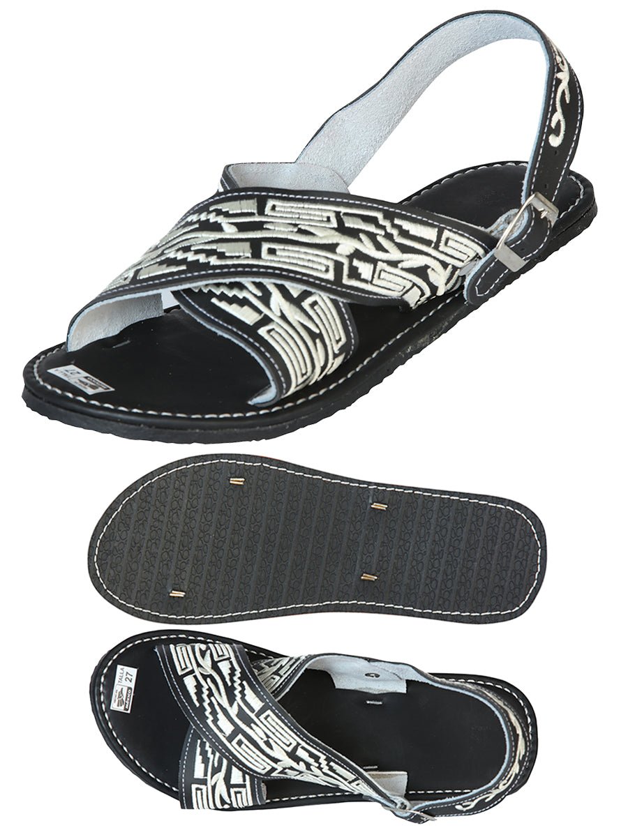 Mexican Artisanal Sandals 50% Leather, 50% Synthetic Black 603786 - BELLEZA'S - Mexican Artisanal Sandals 50% Leather, 50% Synthetic Black 603786 - CABALLERO - 60378601