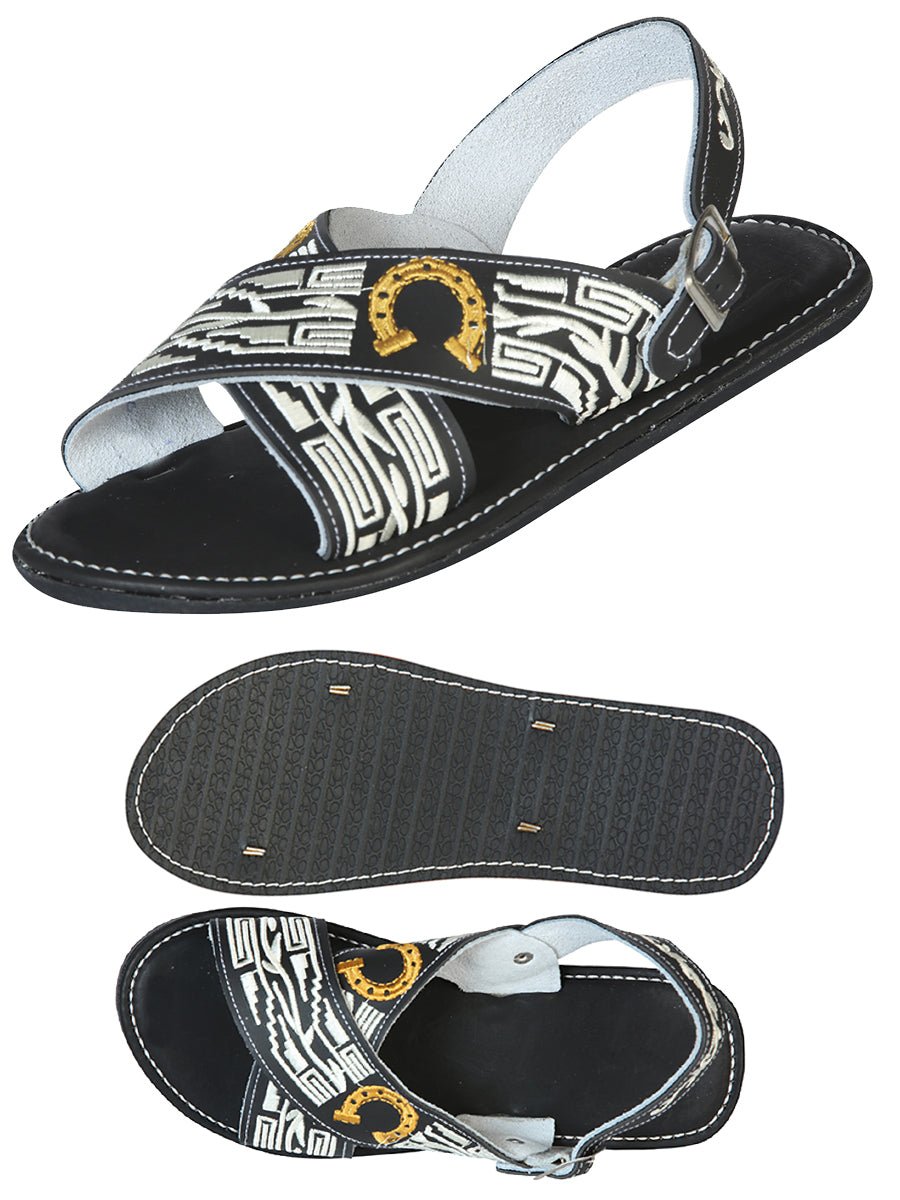 Mexican Artisanal Sandals 50% Leather, 50% Synthetic Black 603788 - BELLEZA'S - Mexican Artisanal Sandals 50% Leather, 50% Synthetic Black 603788 - CABALLERO - 60378801