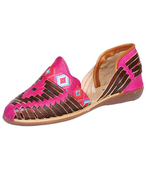 Mexican Artisanal Sandals Leather Fuchsia/Brown 601943 - BELLEZA'S - Mexican Artisanal Sandals Leather Fuchsia/Brown 601943 - DAMA - 60194301