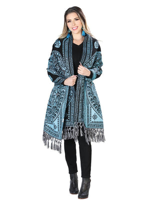 Mexican Artisanal Shawl 100% Acrylic Blue 603887 - BELLEZA'S - Mexican Artisanal Shawl 100% Acrylic Blue 603887 - DAMA - 60388701