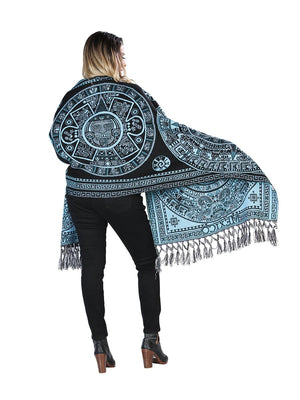 Mexican Artisanal Shawl 100% Acrylic Blue 603887 - BELLEZA'S - Mexican Artisanal Shawl 100% Acrylic Blue 603887 - DAMA - 60388701