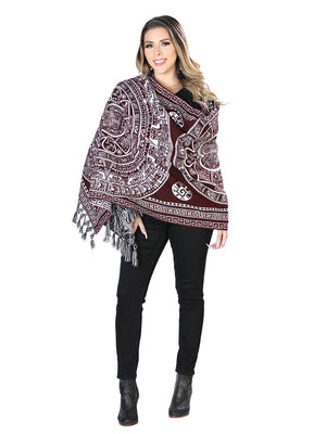 Mexican Artisanal Shawl 100% Acrylic Wine 603889 - BELLEZA'S - Mexican Artisanal Shawl 100% Acrylic Wine 603889 - DAMA - 60388901