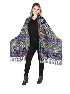 Mexican Artisanal Shawl 100% Acrylic Yellow 603890 - BELLEZA'S - Mexican Artisanal Shawl 100% Acrylic Yellow 603890 - DAMA - 60389001