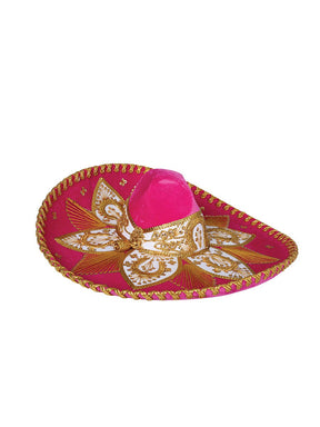 Mexican Charro Hat Velvet Fuchsia/Gold 600763 - BELLEZA'S - Mexican Charro Hat Velvet Fuchsia/Gold 600763 - UNISEX - 60076301