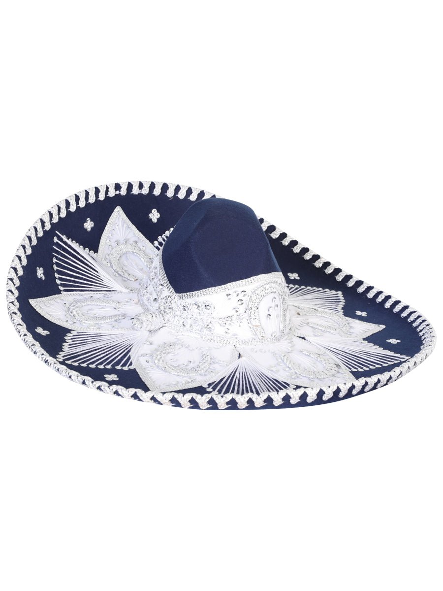 Mexican Charro Hat Velvet Navy Blue/Silver 601778 - BELLEZA'S - Mexican Charro Hat Velvet Navy Blue/Silver 601778 - CABALLERO - 60177801