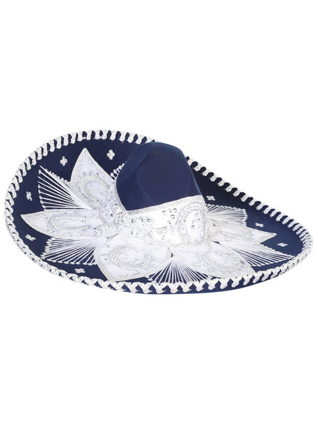 Mexican Charro Hat Velvet Navy Blue/Silver 601778 - BELLEZA'S - Mexican Charro Hat Velvet Navy Blue/Silver 601778 - CABALLERO - 60177801