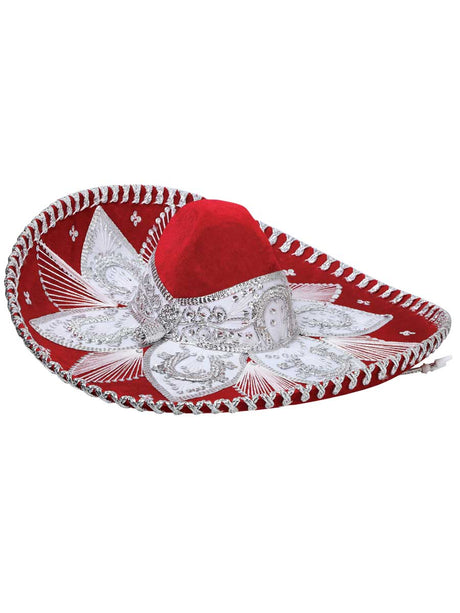 Mexican Charro Hat Velvet Red/Silver 600210 - BELLEZA'S - Mexican Charro Hat Velvet Red/Silver 600210 - UNISEX - 60021001