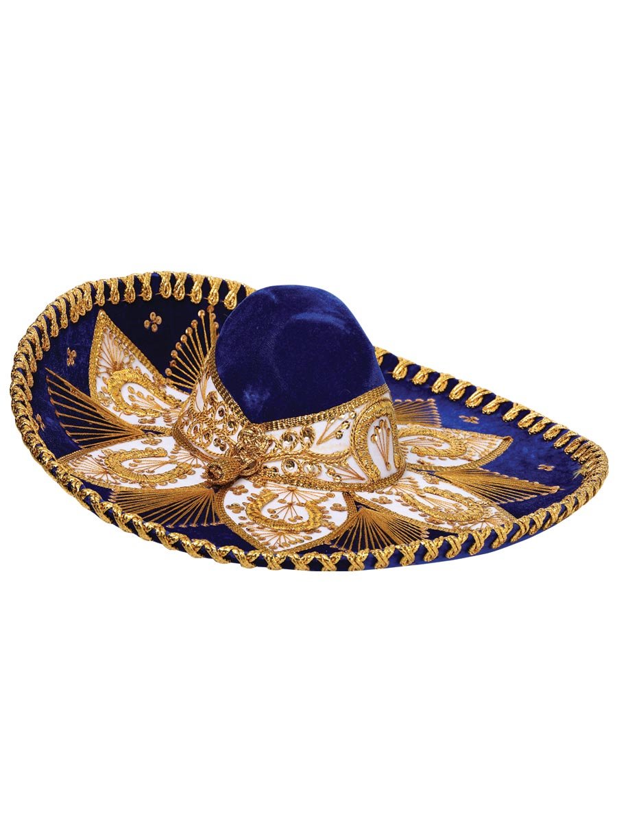 Mexican Charro Hat Velvet Royal Blue/Gold 600214 - BELLEZA'S - Mexican Charro Hat Velvet Royal Blue/Gold 600214 - UNISEX - 60021401