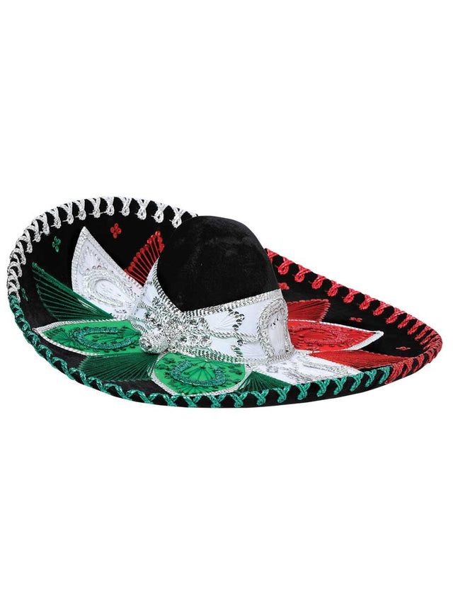 Mexican Charro Hat Velvet Tricolor 600211 - BELLEZA'S - Mexican Charro Hat Velvet Tricolor 600211 - UNISEX - 60021101