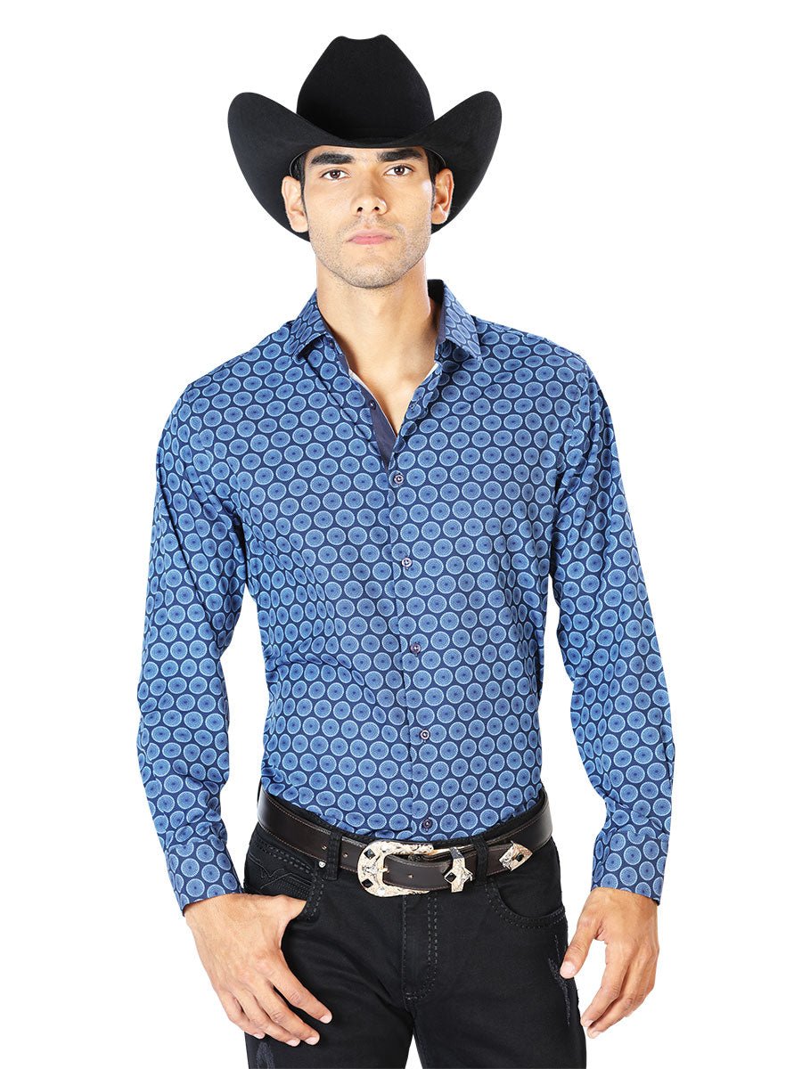 Navy Blue Casual Long Sleeve Shirt 43550 - BELLEZA'S - Navy Blue Casual Long Sleeve Shirt 43550 - CABALLERO - 04355001