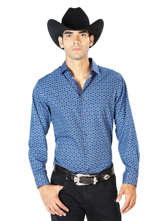 Navy Blue Casual Long Sleeve Shirt 43550 - BELLEZA'S - Navy Blue Casual Long Sleeve Shirt 43550 - CABALLERO - 04355001