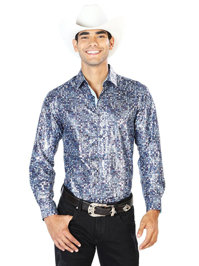 Navy Blue Casual Long Sleeve Shirt 43565 - BELLEZA'S - Navy Blue Casual Long Sleeve Shirt 43565 - CABALLERO - 04356501