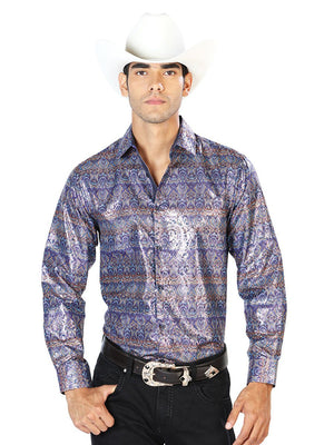 Navy Blue Casual Long Sleeve Shirt 43567 - BELLEZA'S - Navy Blue Casual Long Sleeve Shirt 43567 - CABALLERO - 04356701