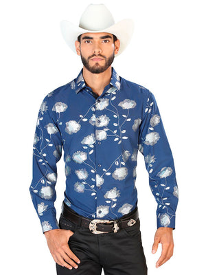 Navy Blue Casual Long Sleeve Shirt 43774 - BELLEZA'S - Navy Blue Casual Long Sleeve Shirt 43774 - CABALLERO - 04377401