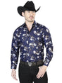 Navy Blue Casual Long Sleeve Shirt 43822 - BELLEZA'S - Navy Blue Casual Long Sleeve Shirt 43822 - CABALLERO - 04382201