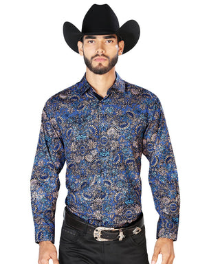 Navy Blue Casual Long Sleeve Shirt 43860 - BELLEZA'S - Navy Blue Casual Long Sleeve Shirt 43860 - CABALLERO - 04386001