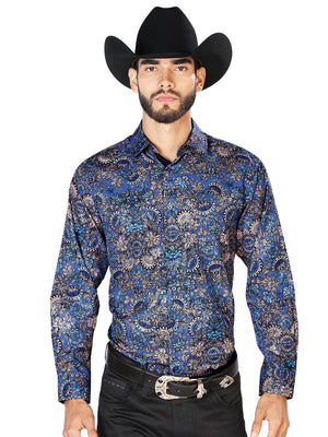 Navy Blue Casual Long Sleeve Shirt 43860 - BELLEZA'S - Navy Blue Casual Long Sleeve Shirt 43860 - CABALLERO - 04386001