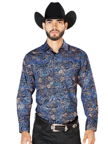 Navy Blue Casual Long Sleeve Shirt 43860 - BELLEZA'S - Navy Blue Casual Long Sleeve Shirt 43860 - CABALLERO - 04386001