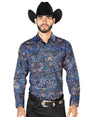 Navy Blue Casual Long Sleeve Shirt 43860 - BELLEZA'S - Navy Blue Casual Long Sleeve Shirt 43860 - CABALLERO - 04386001