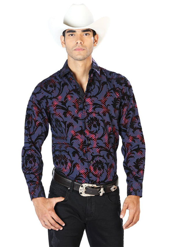 Navy Casual Long Sleeve Shirt 43584 - BELLEZA'S - Navy Casual Long Sleeve Shirt 43584 - CABALLERO - 04358401