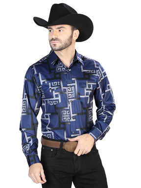 Navy Casual Long Sleeve Shirt 44065 - BELLEZA'S - Navy Casual Long Sleeve Shirt 44065 - Mens Shirt - 04406501