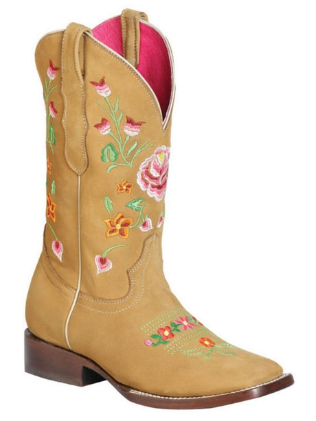 Oleobuck Leather Flower Embroidered Rodeo Cowgirl Boots for Women 'El General' *HONEY-51121* - BELLEZA'S - Oleobuck Leather Flower Embroidered Rodeo Cowgirl Boots for Women 'El General' *HONEY-51121* - Botas Para Damas - 51121 5