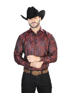 Red And Black Casual Long Sleeve Shirt 43708 - BELLEZA'S - Red And Black Casual Long Sleeve Shirt 43708 - CABALLERO - 04370801