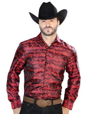 Red And Blue Casual Long Sleeve Shirt 43702 - BELLEZA'S - Red And Blue Casual Long Sleeve Shirt 43702 - CABALLERO - 04370201