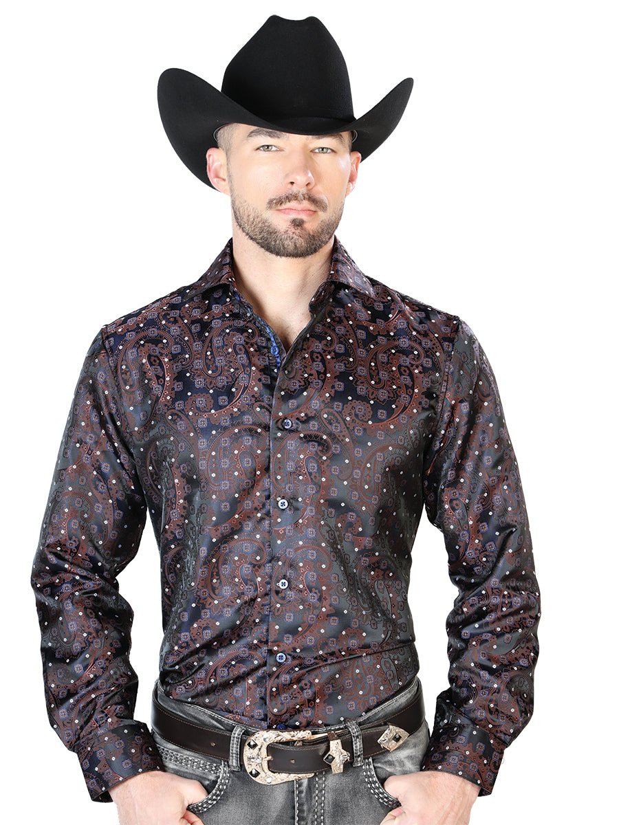 Red And Blue Casual Long Sleeve Shirt 43752 - BELLEZA'S - Red And Blue Casual Long Sleeve Shirt 43752 - CABALLERO - 04375201