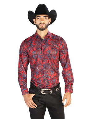 Red And Blue Casual Long Sleeve Shirt 43856 - BELLEZA'S - Red And Blue Casual Long Sleeve Shirt 43856 - CABALLERO - 04385601