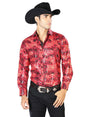 Red And Gold Casual Long Sleeve Shirt 43572 - BELLEZA'S - Red And Gold Casual Long Sleeve Shirt 43572 - CABALLERO - 04357201