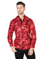 Red And Gold Casual Long Sleeve Shirt 44031 - BELLEZA'S - Red And Gold Casual Long Sleeve Shirt 44031 - CABALLERO - 04403101