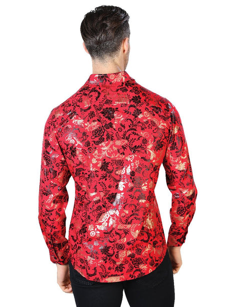 Red And Gold Casual Long Sleeve Shirt 44031 - BELLEZA'S - Red And Gold Casual Long Sleeve Shirt 44031 - CABALLERO - 04403101