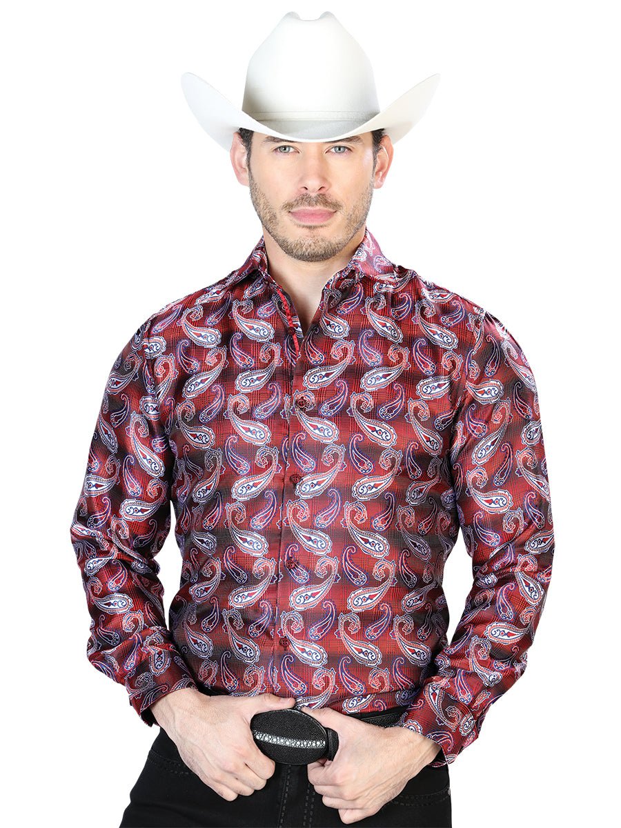 Red And White Casual Long Sleeve Shirt 43766 - BELLEZA'S - Red And White Casual Long Sleeve Shirt 43766 - CABALLERO - 04376601