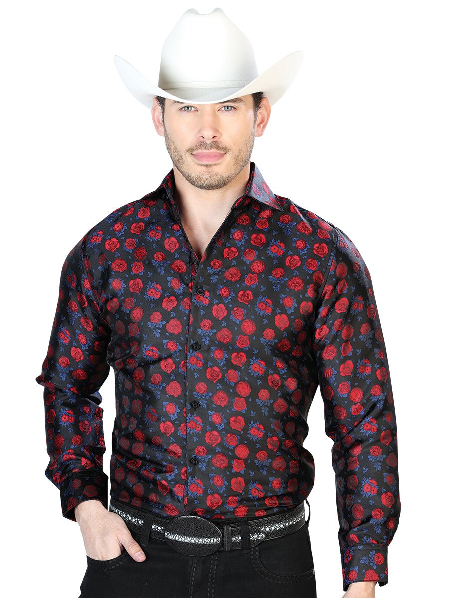 Red Black Casual Long Sleeve Shirt 43703 - BELLEZA'S - Red Black Casual Long Sleeve Shirt 43703 - CABALLERO - 04370301