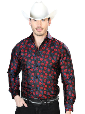 Red Black Casual Long Sleeve Shirt 43703 - BELLEZA'S - Red Black Casual Long Sleeve Shirt 43703 - CABALLERO - 04370301