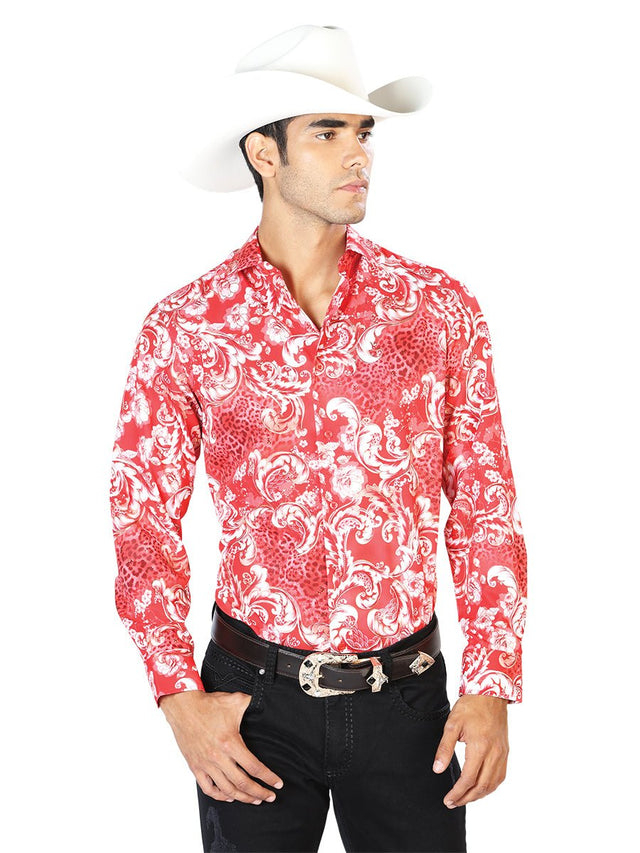 Red Casual Long Sleeve Shirt 43583 - BELLEZA'S - Red Casual Long Sleeve Shirt 43583 - CABALLERO - 04358301
