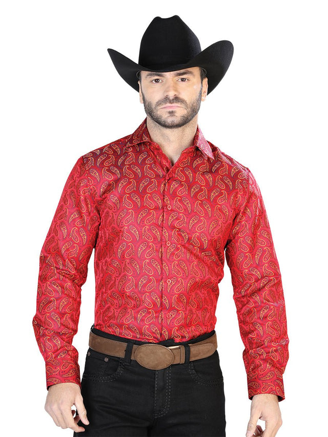 Red Casual Long Sleeve Shirt 43741 - BELLEZA'S - Red Casual Long Sleeve Shirt 43741 - CABALLERO - 04374101
