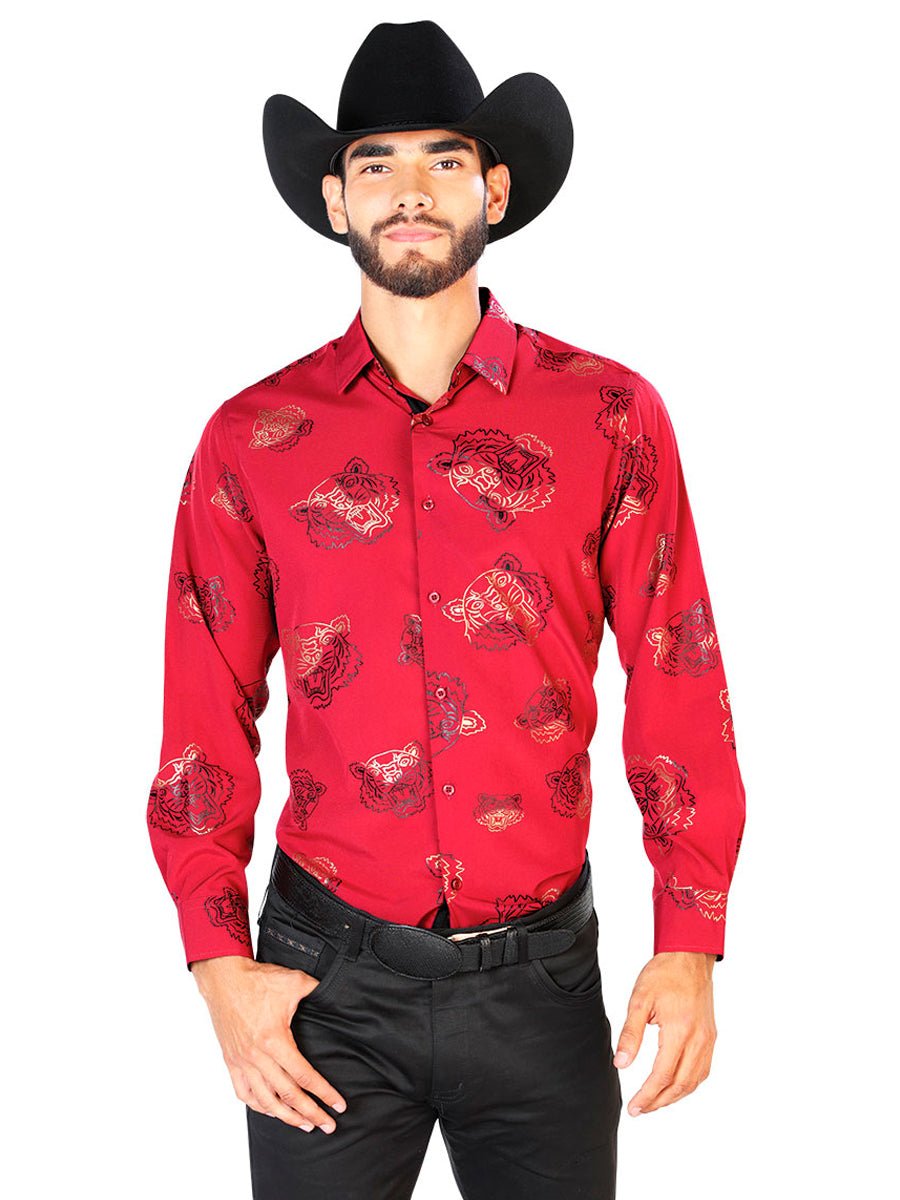 Red Casual Long Sleeve Shirt 43829 - BELLEZA'S - Red Casual Long Sleeve Shirt 43829 - CABALLERO - 04382901