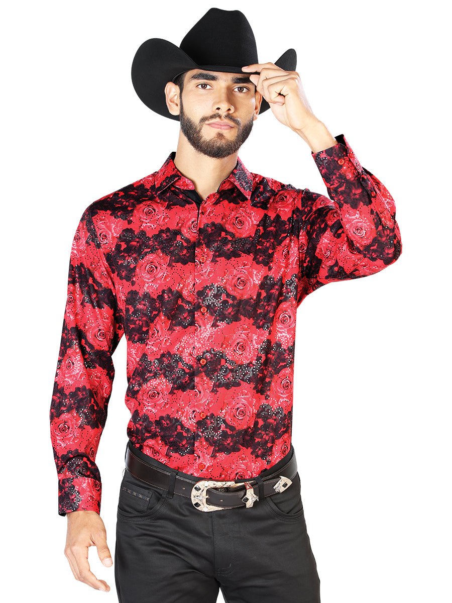Red Casual Long Sleeve Shirt 43874 - BELLEZA'S - Red Casual Long Sleeve Shirt 43874 - CABALLERO - 04387401