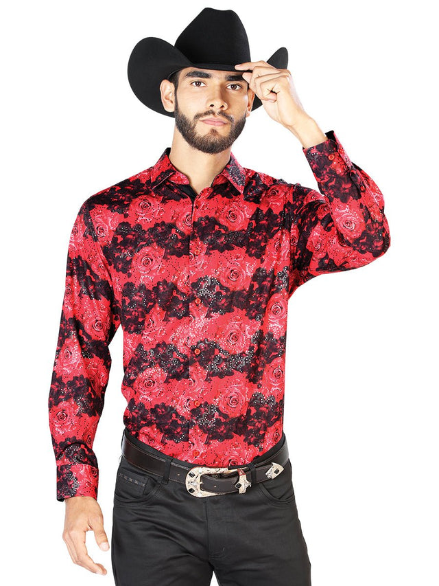 Red Casual Long Sleeve Shirt 43874 - BELLEZA'S - Red Casual Long Sleeve Shirt 43874 - CABALLERO - 04387401
