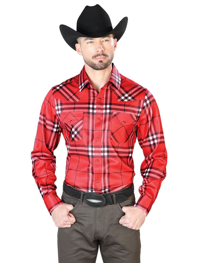Red Casual Long Sleeve Shirt 43925 - BELLEZA'S - Red Casual Long Sleeve Shirt 43925 - Men - 04392501