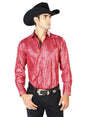 Red Casual Long Sleeve Western Cowboy Shirt 43574 - BELLEZA'S - Red Casual Long Sleeve Western Cowboy Shirt 43574 - CABALLERO - 04357401