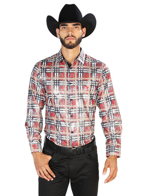 Red Checker Casual Long Sleeve Shirt 43816 - BELLEZA'S - Red Checker Casual Long Sleeve Shirt 43816 - CABALLERO - 04381601