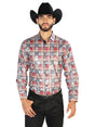 Red Checker Casual Long Sleeve Shirt 43816 - BELLEZA'S - Red Checker Casual Long Sleeve Shirt 43816 - CABALLERO - 04381601