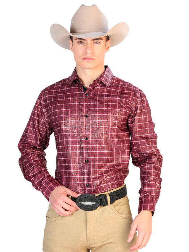 Red Checkers Casual Long Sleeve Shirt 43779 - BELLEZA'S - Red Checkers Casual Long Sleeve Shirt 43779 - CABALLERO - 04377901