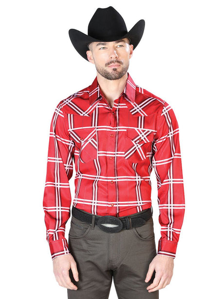 Red With Stripes Casual Long Sleeve Shirt 43928 - BELLEZA'S - Red With Stripes Casual Long Sleeve Shirt 43928 - Men's Shirt - 04392801