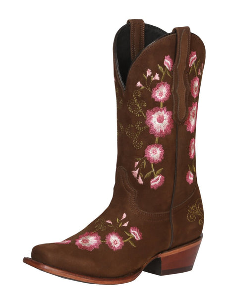 Rodeo Boots Embroidered With Roses Nubuck Bovine Leather For Women 'El General' *CAMEL-41842* - BELLEZA'S - Rodeo Boots Embroidered With Roses Nubuck Bovine Leather For Women 'El General' *CAMEL-41842* - Botas Para Damas - 41842 5